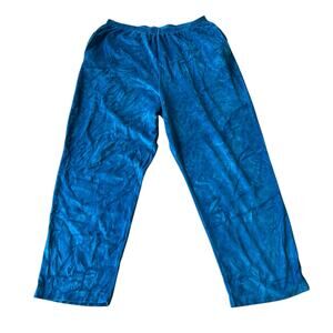 GERTRUDE DAVENPORT VTG wide leg crushed aqua blue velvet casual  pants sz XL